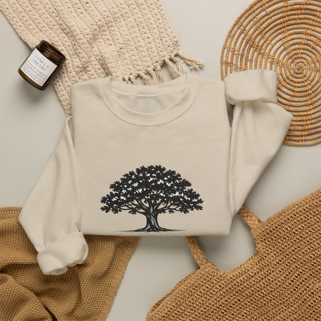 Crewneck Sweatshirt — Inspirational Tree Design: "Grow Through What You Go Through"