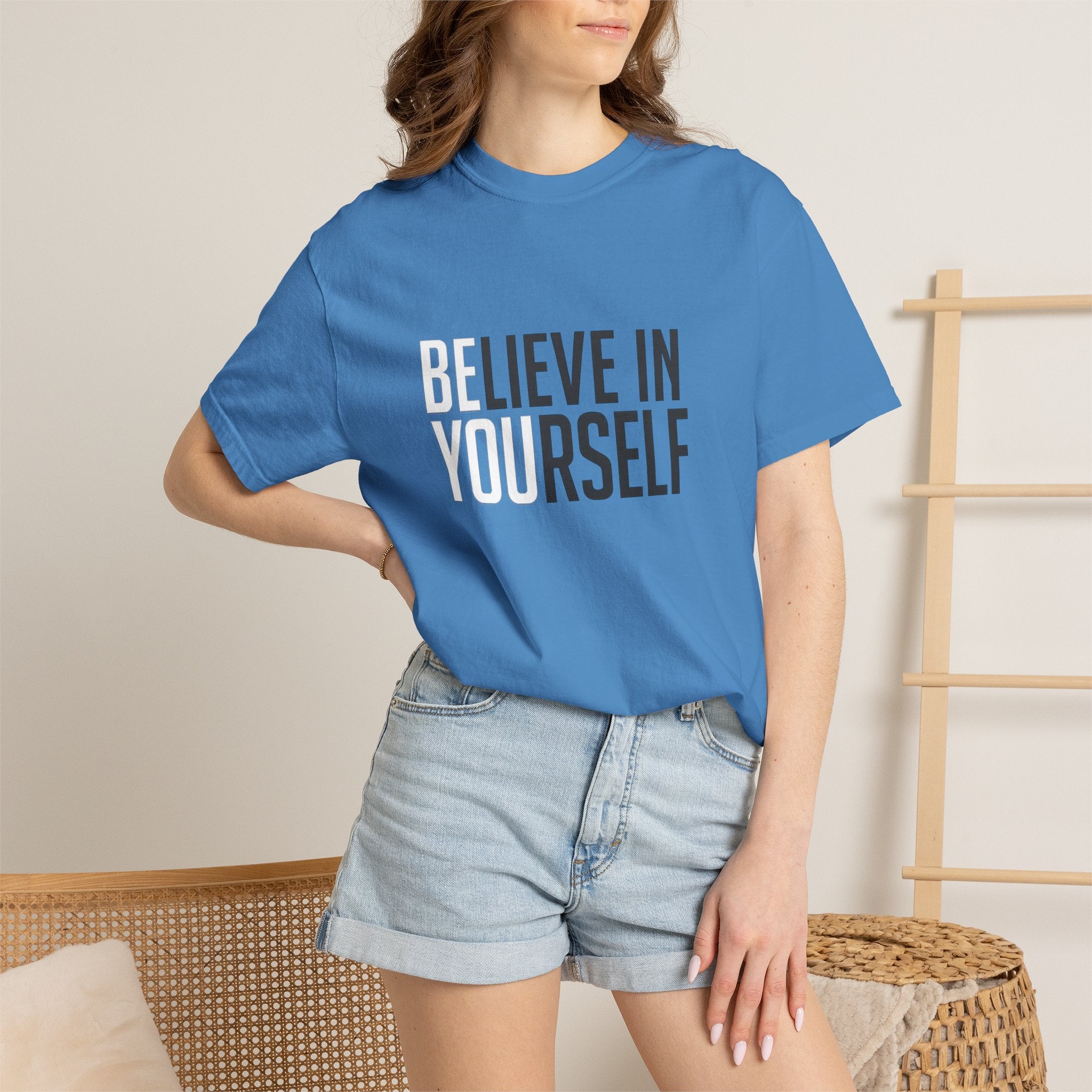 Believe In Yourself motivational text T-shirt | Typography tee, positive affirmation