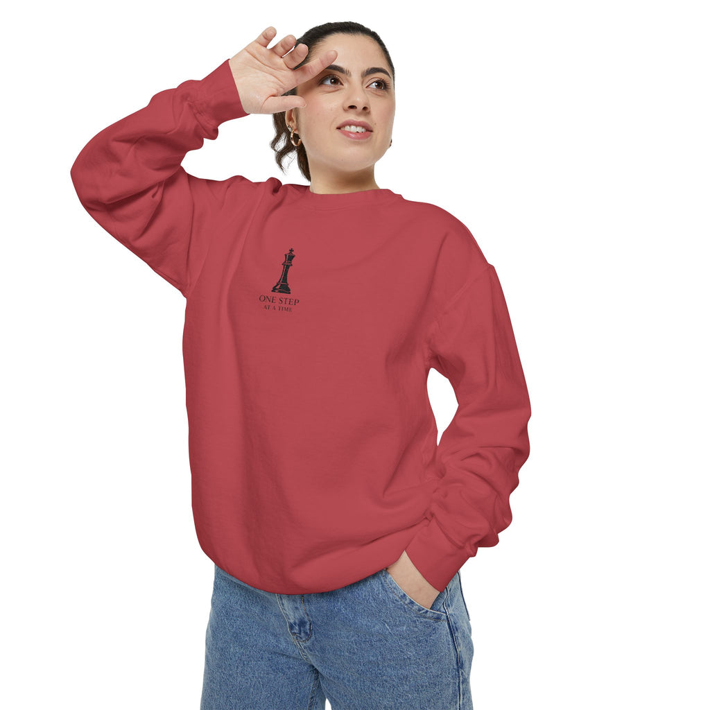 Minimalist Statue Crewneck Sweatshirt — "Love Over Fear" Graphic