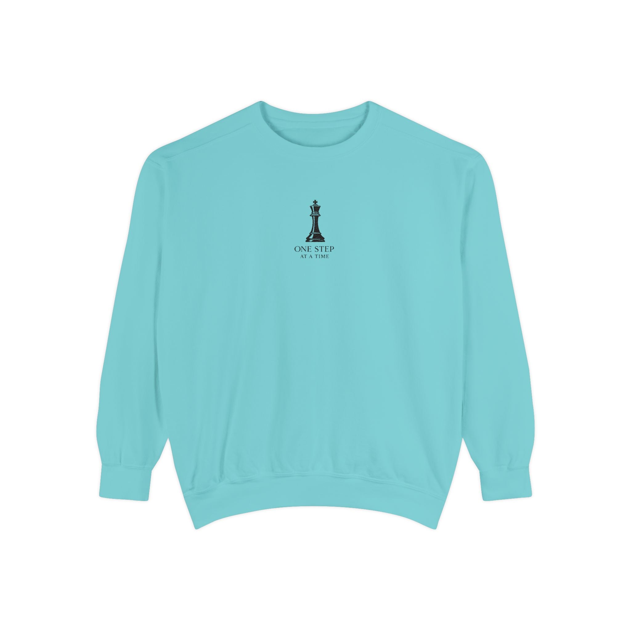 Minimalist Statue Crewneck Sweatshirt — "Love Over Fear" Graphic