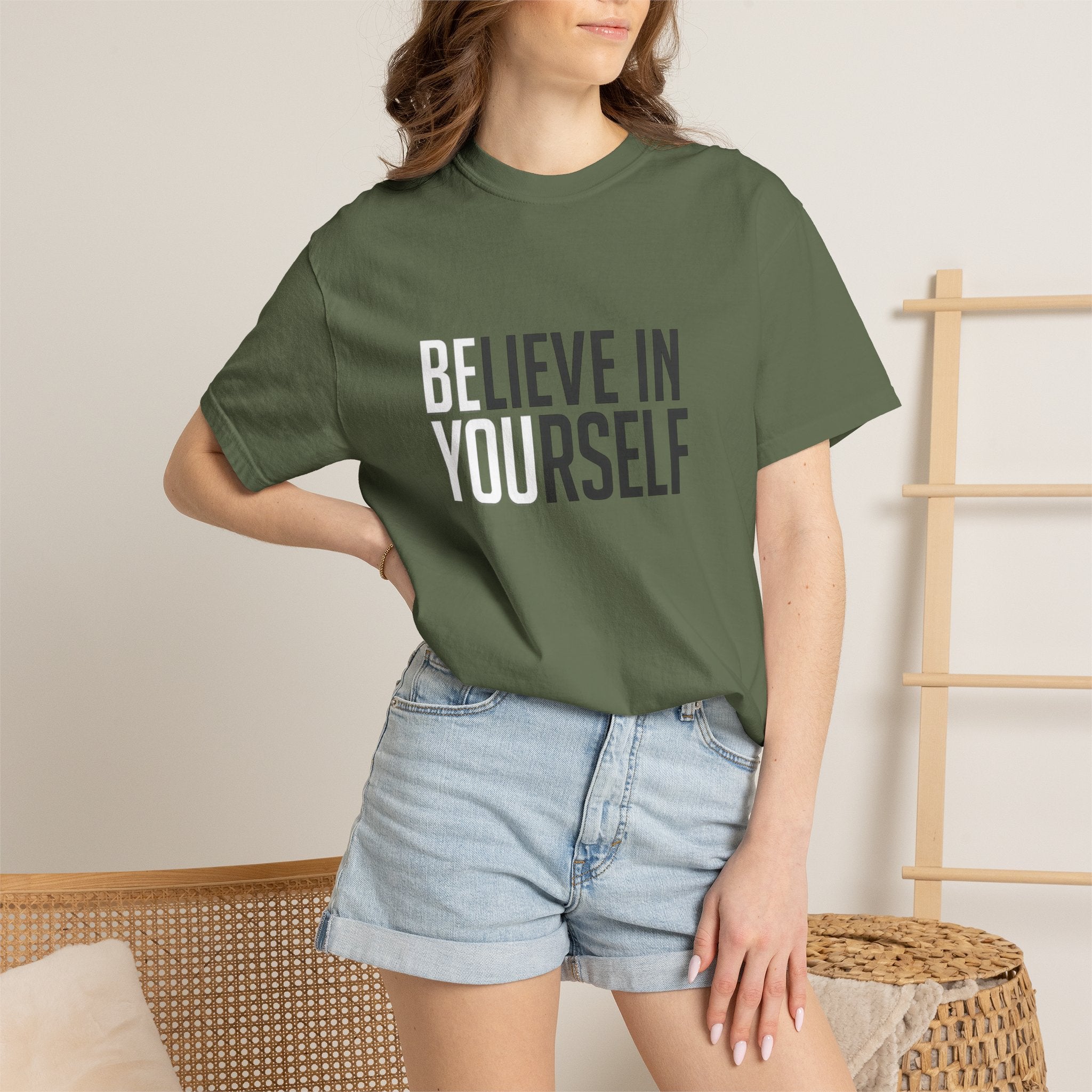 Believe In Yourself motivational text T-shirt | Typography tee, positive affirmation