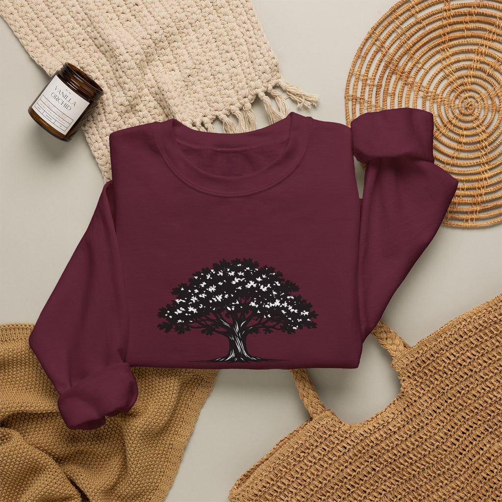 Crewneck Sweatshirt — Inspirational Tree Design: "Grow Through What You Go Through"