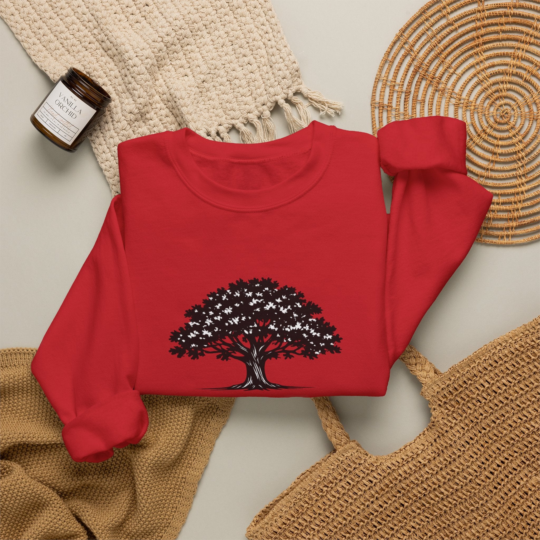 Crewneck Sweatshirt — Inspirational Tree Design: "Grow Through What You Go Through"