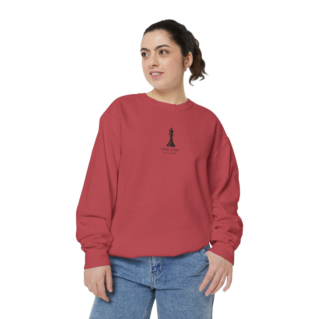 Minimalist Statue Crewneck Sweatshirt — "Love Over Fear" Graphic