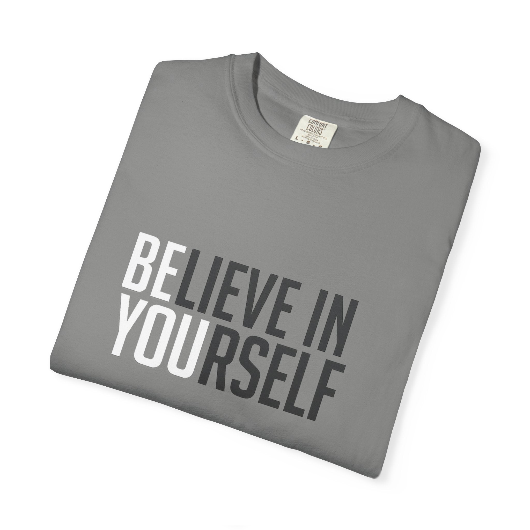 Believe In Yourself motivational text T-shirt | Typography tee, positive affirmation
