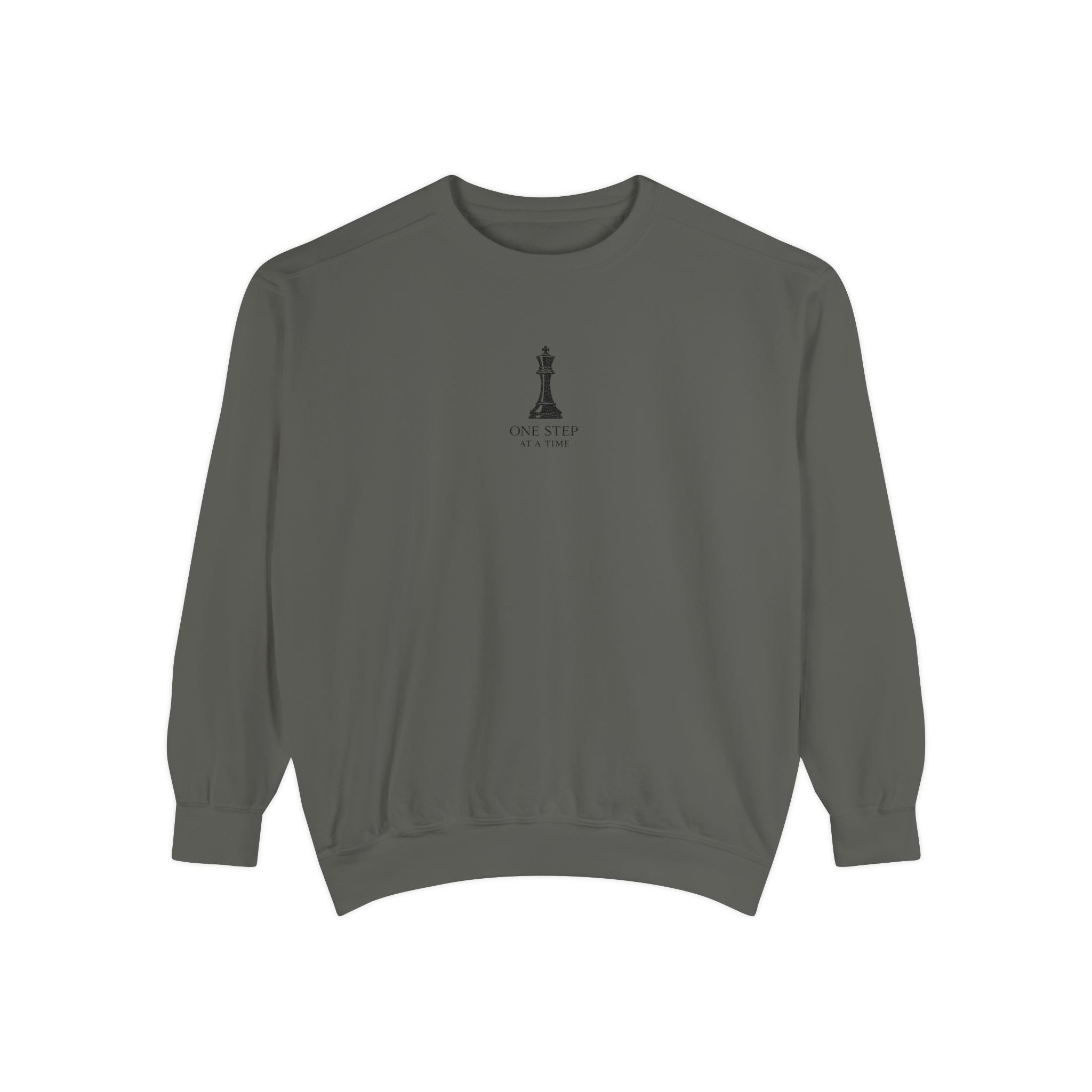 Minimalist Statue Crewneck Sweatshirt — "Love Over Fear" Graphic