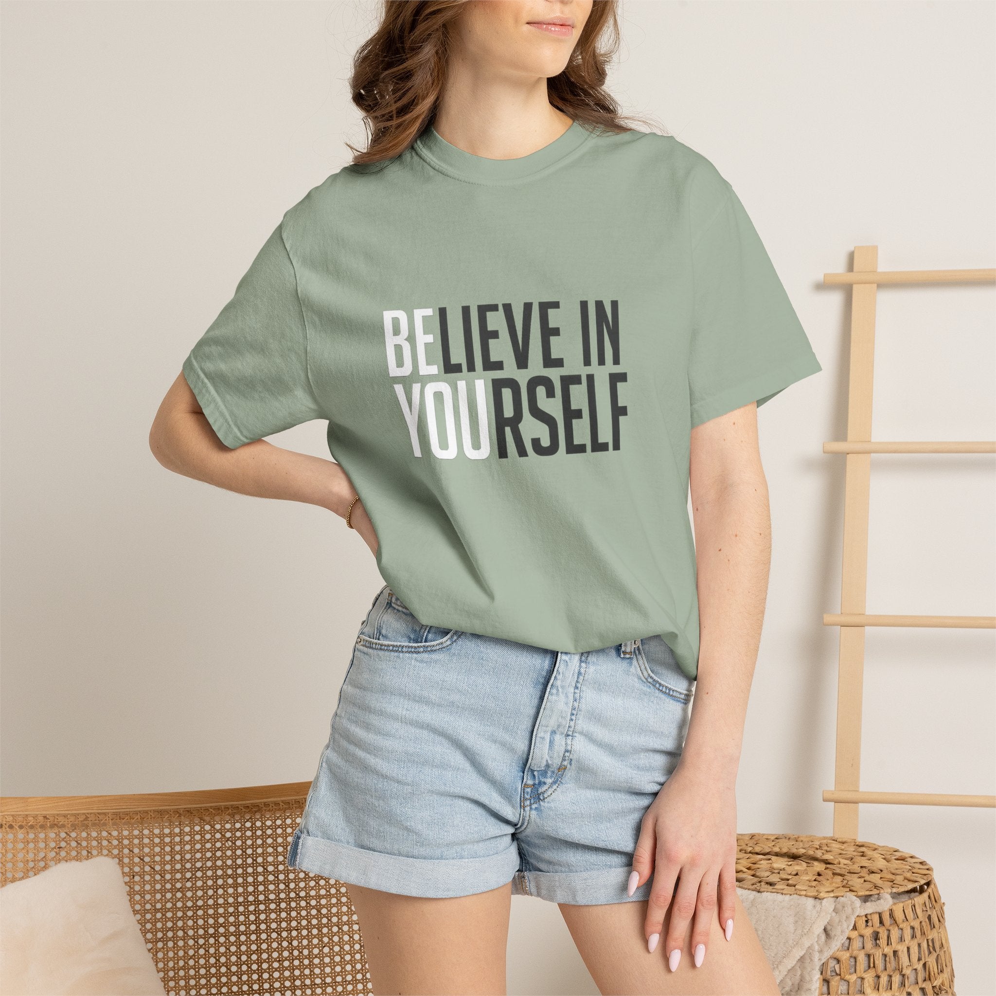Believe In Yourself motivational text T-shirt | Typography tee, positive affirmation
