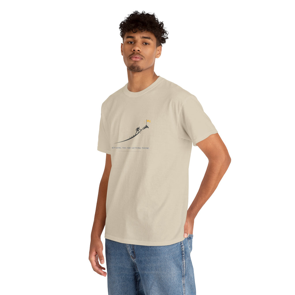 T-Shirt — Tiny Mountain Climber Design "Keep Going, You Are Getting There"