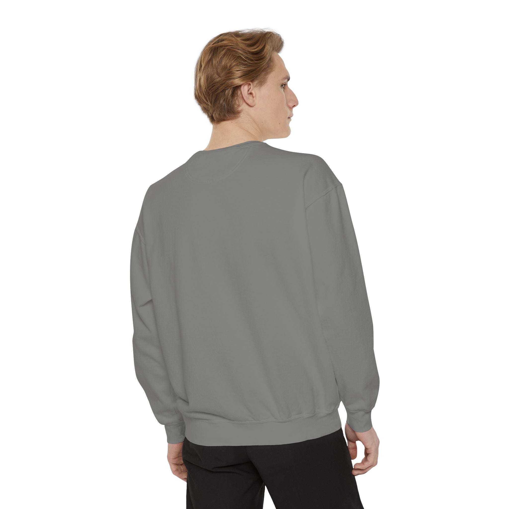 Minimalist Statue Crewneck Sweatshirt — "Love Over Fear" Graphic