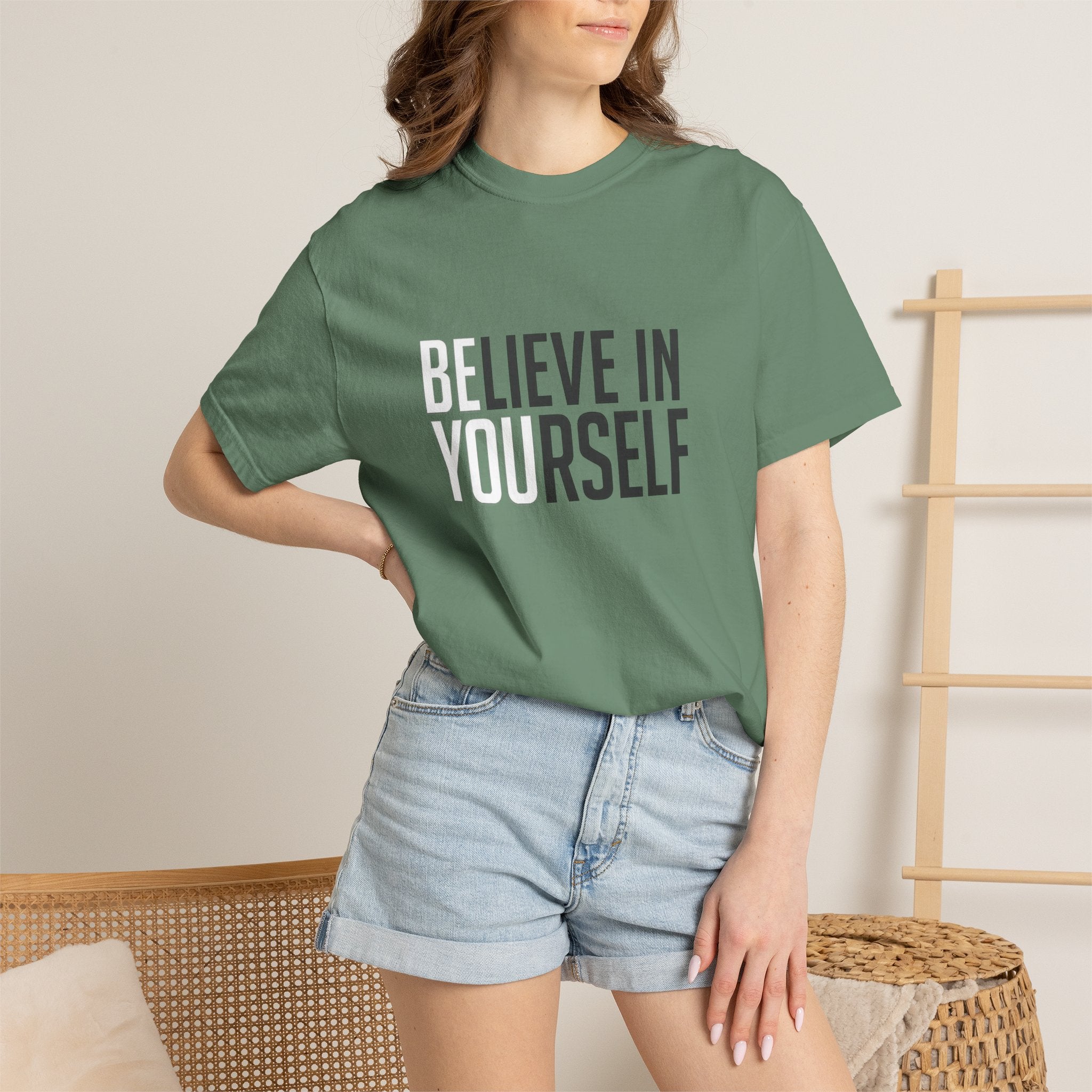 Believe In Yourself motivational text T-shirt | Typography tee, positive affirmation