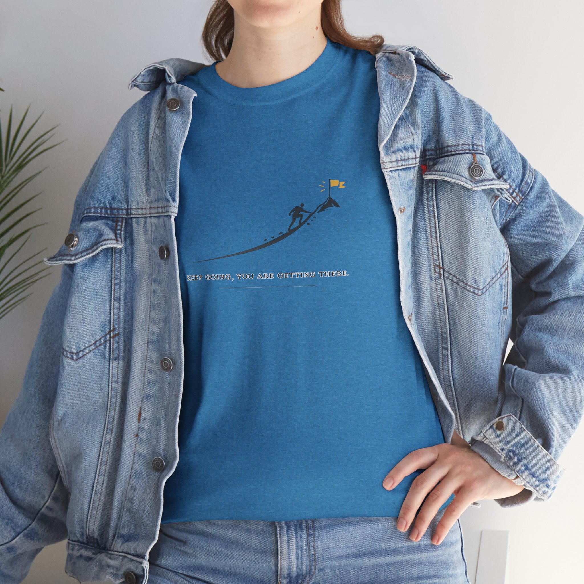 T-Shirt — Tiny Mountain Climber Design "Keep Going, You Are Getting There"