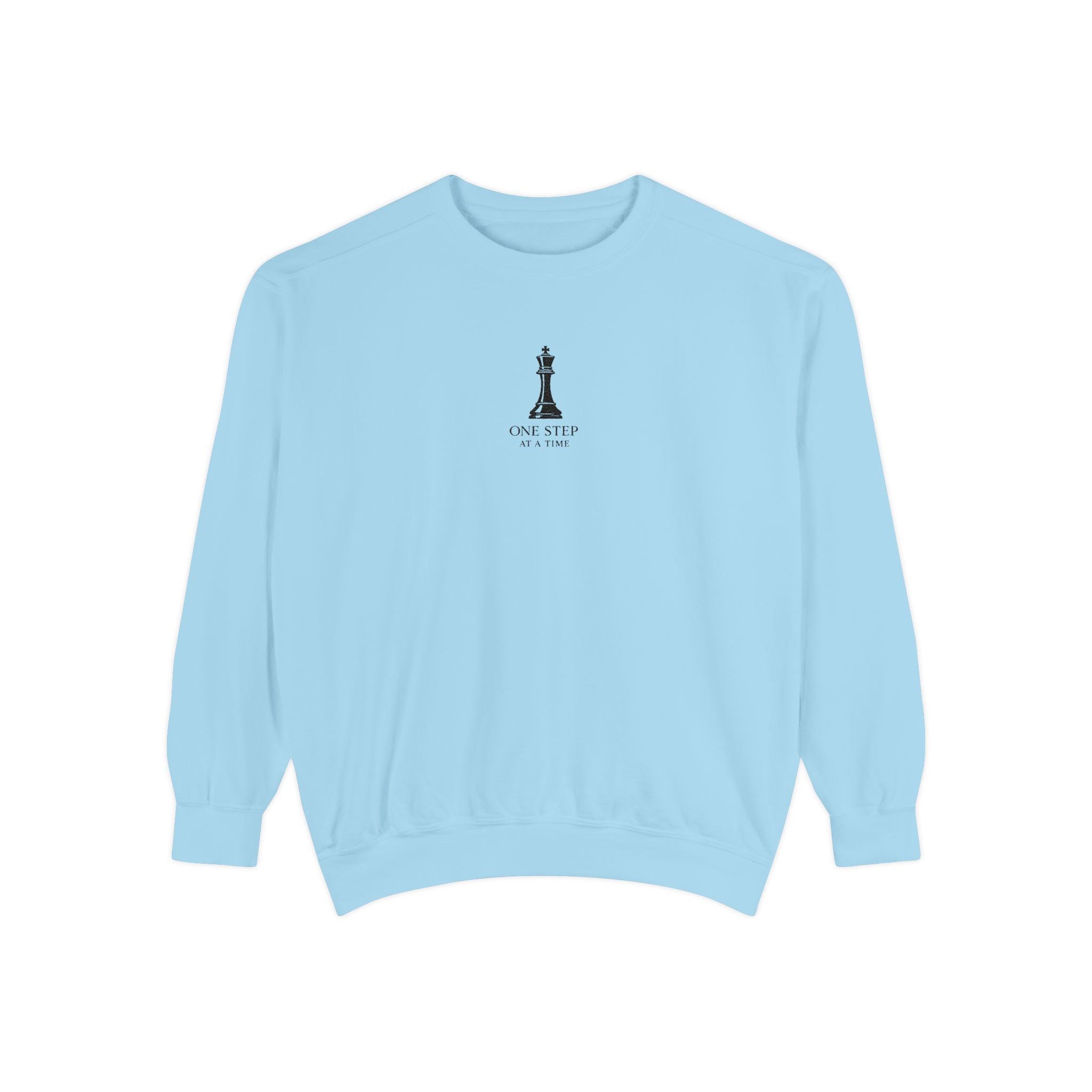 Minimalist Statue Crewneck Sweatshirt — "Love Over Fear" Graphic