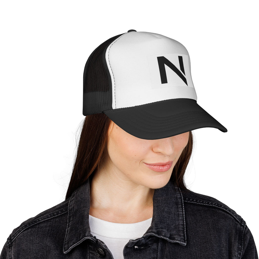 N Logo Trucker Cap — Minimal Monogram Mesh Hat