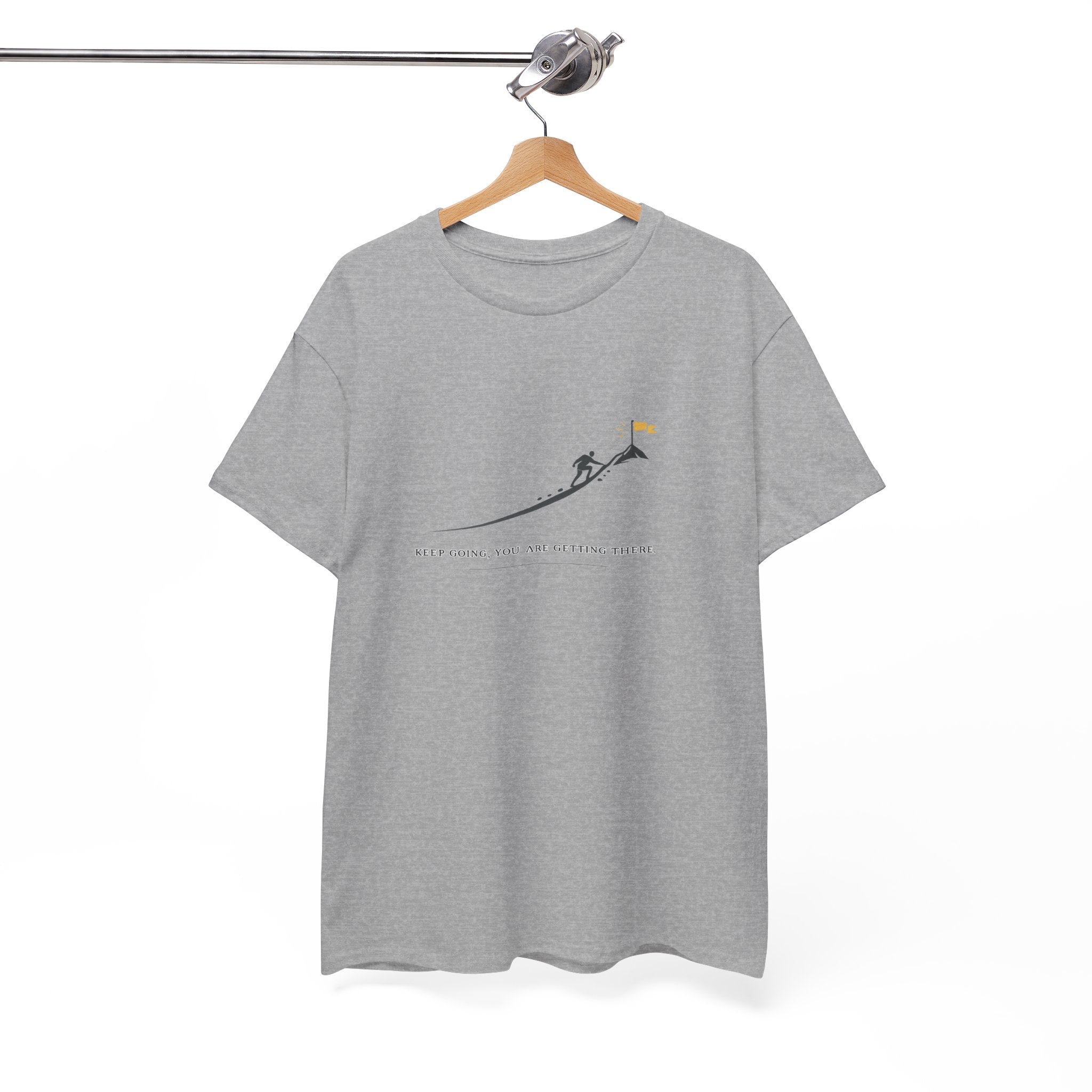 T-Shirt — Tiny Mountain Climber Design "Keep Going, You Are Getting There"